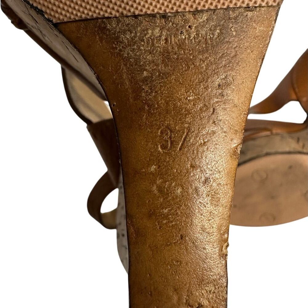 Chloe Brown Platform Sandals Leather Ankle Strap Cork Wedge - Picture 7 of 10